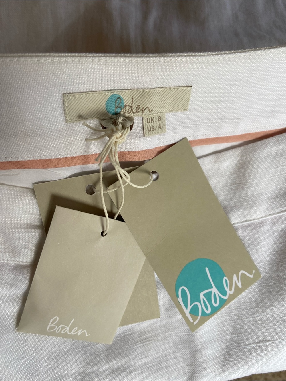 Boden White A-Line Skirt with Neon Pink & Green Trim - Picture 5 of 5